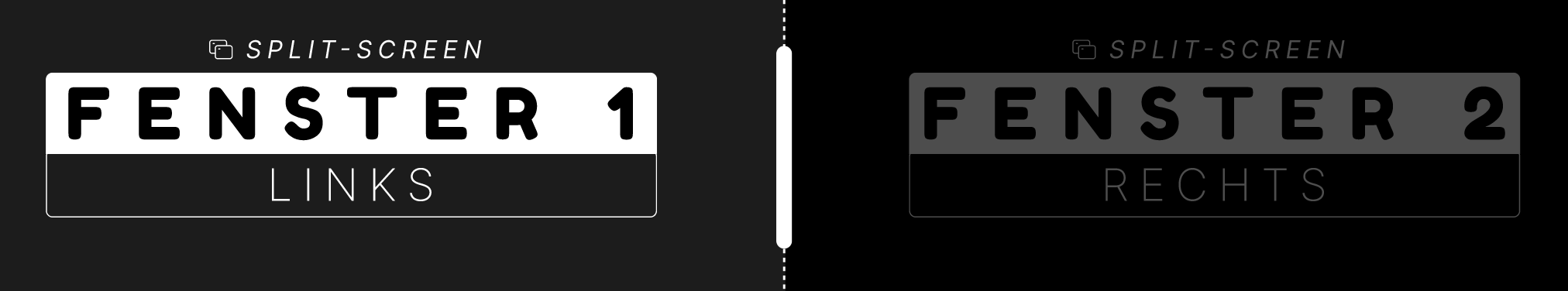 Vergrößerte Darstellung der beiden Bereiche des Brainfuel Split-Screens